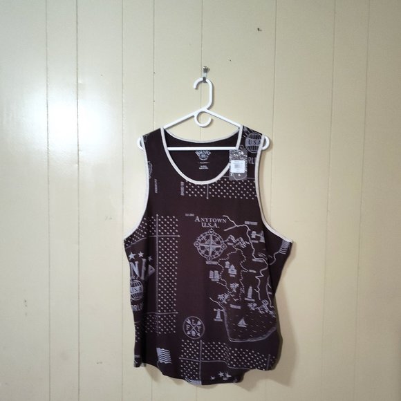 Born Fly Authentic Mens Worldwide Dark Brown Tank Sleeveless Top Size 3XL - Picture 1 of 16